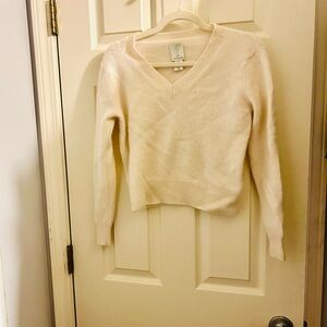 Joie Cashmere Soft Cream V-Neck Pullover Sweater | M